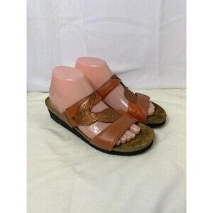 Naot Kimberly Orange Leather Slide Comfort Wedge Rhinestone Sandal Womens 9/40